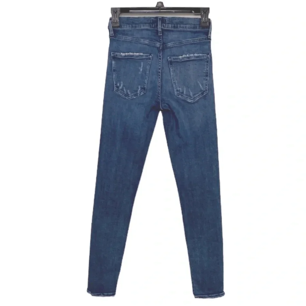 AGOLDE Sophie High Rise Skinny Crop Medium Wash Distressed Ripped Size 25